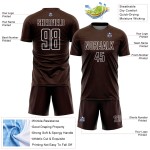 Maglia da calcio personalizzata con stampa a sublimazione di forme geometriche marroni e bianche