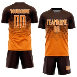 Maglia da calcio personalizzata Brown Bay Orange-White Sublimation Uniform Maglia da calcio personalizzata Brown Bay Orange-White Sublimation Uniform