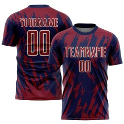 Maglia da calcio personalizzata Crimson Navy-City Cream con stampa a sublimazione