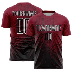 Maglia da calcio personalizzata Crimson Black-White Abstract Fragment Art Sublimation Uniform