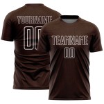 Maglia da calcio personalizzata con stampa a sublimazione di forme geometriche marroni e bianche